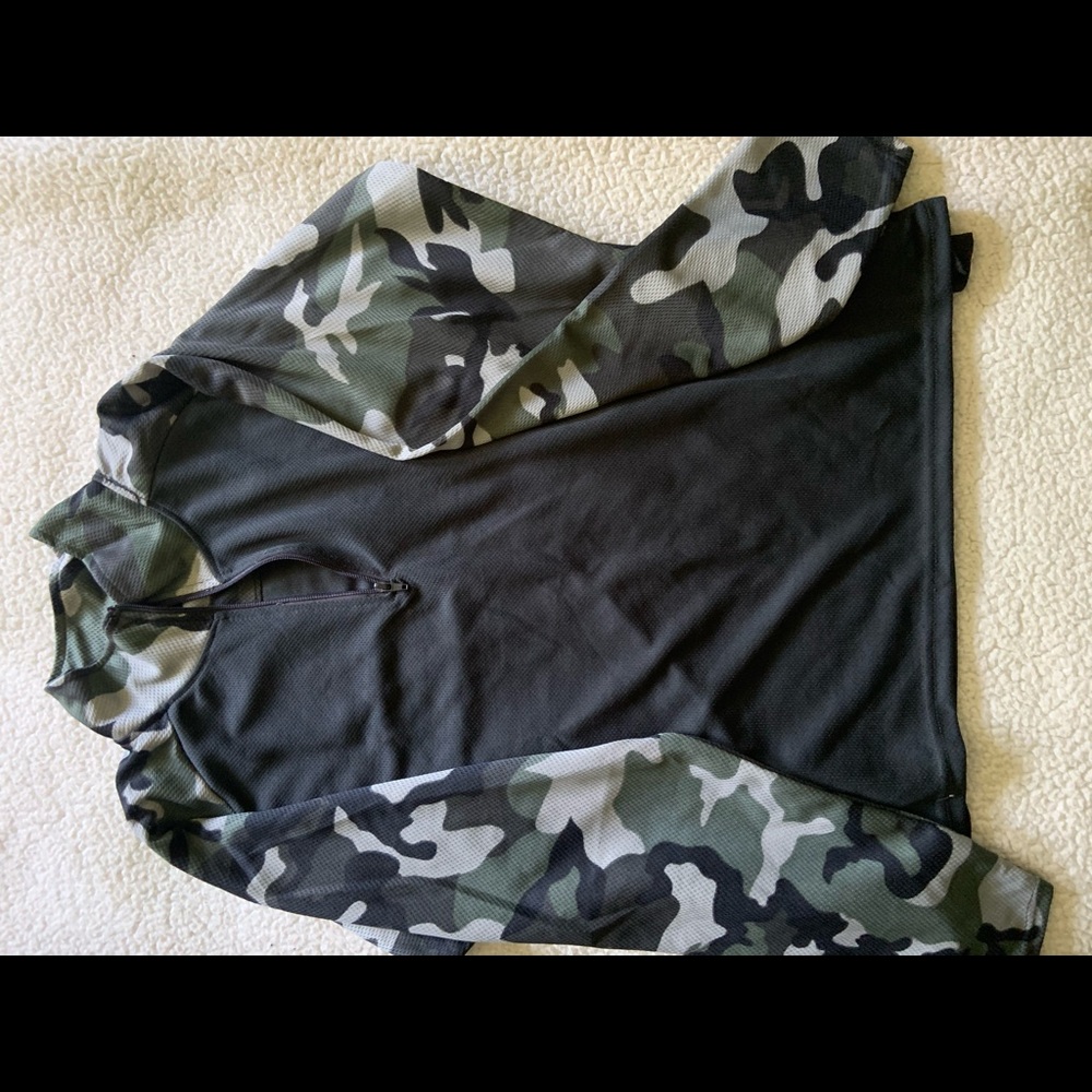 Camouflage and black half zip